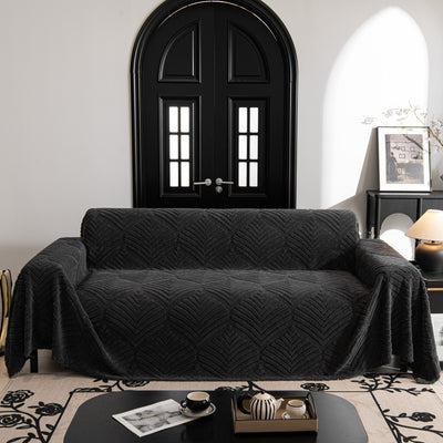 47 of 89:Winter Soft Plush Fleece Sofa Blanket Leaves Jacquard Couch Covers for Couches 