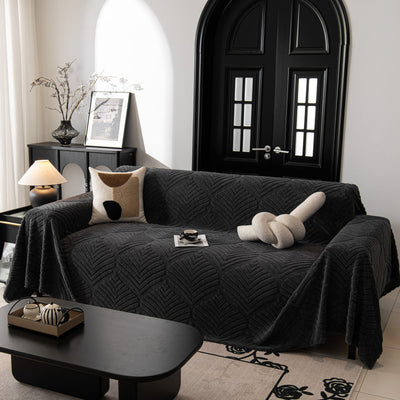 43 of 89:Winter Soft Plush Fleece Sofa Blanket Leaves Jacquard Couch Covers for Couches 