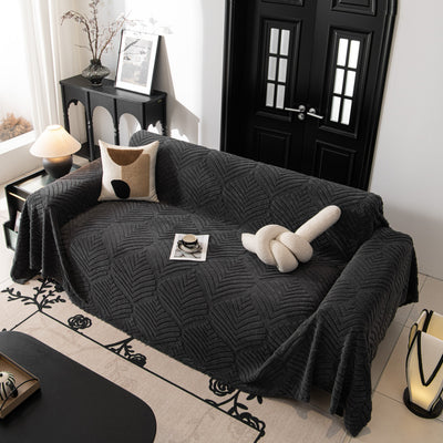 42 of 89:Winter Soft Plush Fleece Sofa Blanket Leaves Jacquard Couch Covers for Couches 