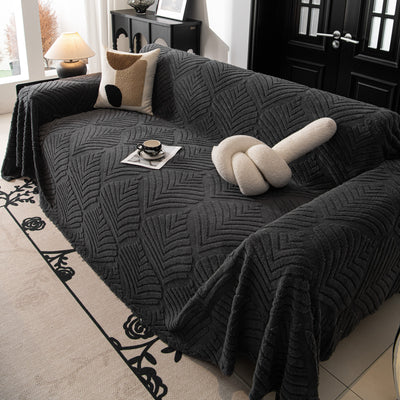 41 of 89:Winter Soft Plush Fleece Sofa Blanket Leaves Jacquard Couch Covers for Couches 