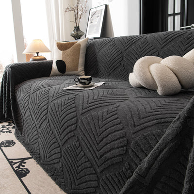 39 of 89:Winter Soft Plush Fleece Sofa Blanket Leaves Jacquard Couch Covers for Couches 