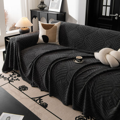 33 of 89:Winter Soft Plush Fleece Sofa Blanket Leaves Jacquard Couch Covers for Couches 