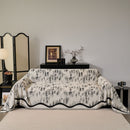 52 of 54:Oversized Abstract Brushstroke Sofa Throw Cover, Woven L Shaped Sectional Couch Cover 