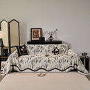 29 of 54:Oversized Abstract Brushstroke Sofa Throw Cover, Woven L Shaped Sectional Couch Cover 