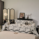30 of 54:Oversized Abstract Brushstroke Sofa Throw Cover, Woven L Shaped Sectional Couch Cover 