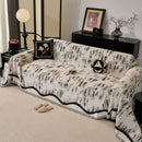 50 of 54:Oversized Abstract Brushstroke Sofa Throw Cover, Woven L Shaped Sectional Couch Cover 