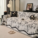 35 of 54:Oversized Abstract Brushstroke Sofa Throw Cover, Woven L Shaped Sectional Couch Cover 