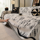 38 of 54:Oversized Abstract Brushstroke Sofa Throw Cover, Woven L Shaped Sectional Couch Cover 
