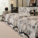 39 of 54:Oversized Abstract Brushstroke Sofa Throw Cover, Woven L Shaped Sectional Couch Cover 