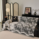 47 of 54:Oversized Abstract Brushstroke Sofa Throw Cover, Woven L Shaped Sectional Couch Cover 