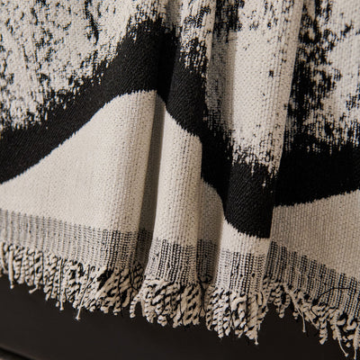 43 of 54:Oversized Abstract Brushstroke Sofa Throw Cover, Woven L Shaped Sectional Couch Cover 