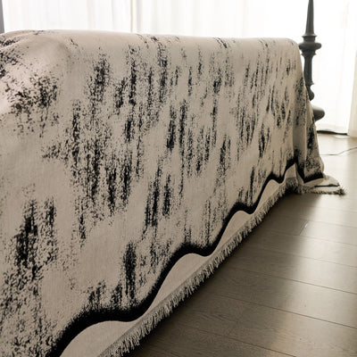 40 of 54:Oversized Abstract Brushstroke Sofa Throw Cover, Woven L Shaped Sectional Couch Cover 