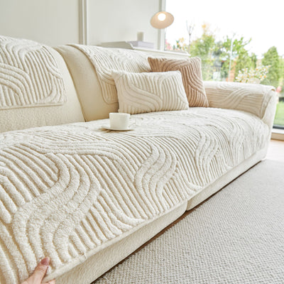 31 of 65:Luxury Plush Non-Slip Sofa Covers, Soft Fuzzy Embossed Sofa Topper & Seat Covers 