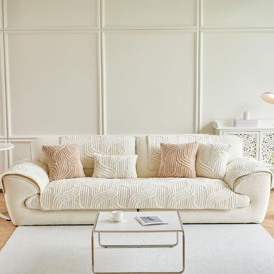 33 of 65:Luxury Plush Non-Slip Sofa Covers, Soft Fuzzy Embossed Sofa Topper & Seat Covers 