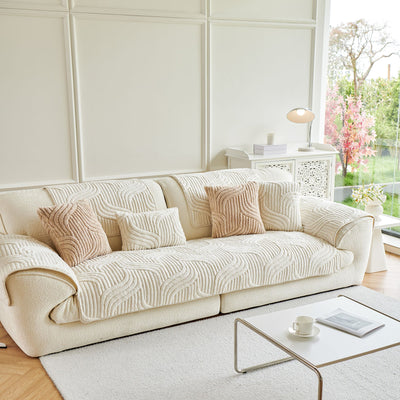 35 of 65:Luxury Plush Non-Slip Sofa Covers, Soft Fuzzy Embossed Sofa Topper & Seat Covers 