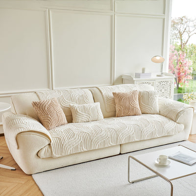 36 of 65:Luxury Plush Non-Slip Sofa Covers, Soft Fuzzy Embossed Sofa Topper & Seat Covers 