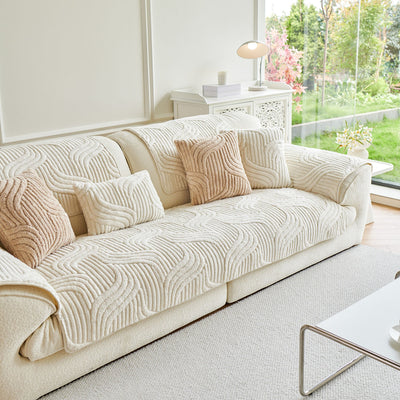 37 of 65:Luxury Plush Non-Slip Sofa Covers, Soft Fuzzy Embossed Sofa Topper & Seat Covers 