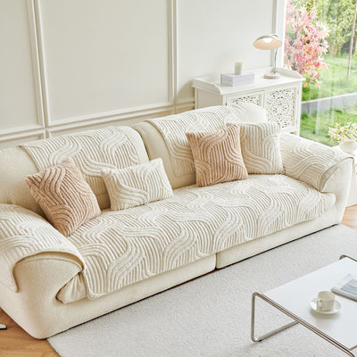 38 of 65:Luxury Plush Non-Slip Sofa Covers, Soft Fuzzy Embossed Sofa Topper & Seat Covers 