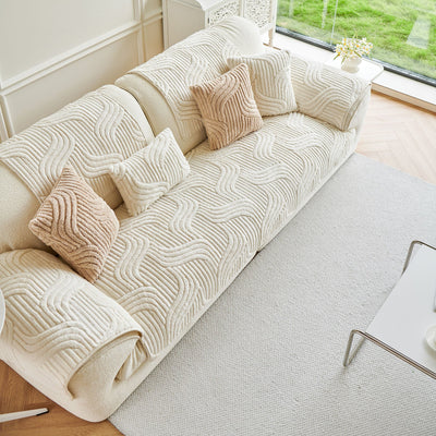 39 of 65:Luxury Plush Non-Slip Sofa Covers, Soft Fuzzy Embossed Sofa Topper & Seat Covers 