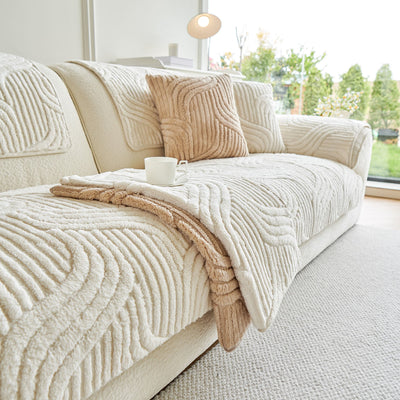 42 of 65:Luxury Plush Non-Slip Sofa Covers, Soft Fuzzy Embossed Sofa Topper & Seat Covers 