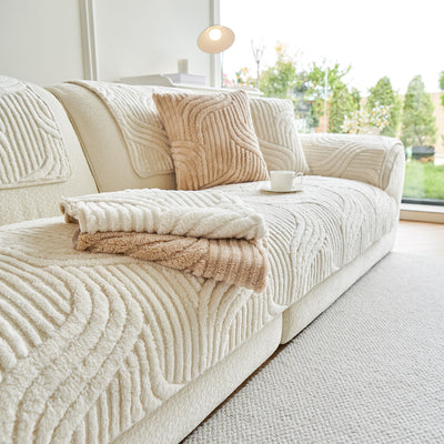 43 of 65:Luxury Plush Non-Slip Sofa Covers, Soft Fuzzy Embossed Sofa Topper & Seat Covers 
