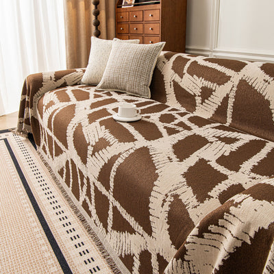 54 of 87:Modern Chenille Bold Abstract Pattern Sofa Cover, Artistic Decorative Furniture Cover 