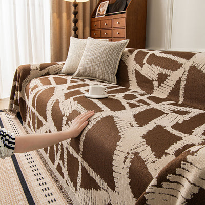 39 of 87:Modern Chenille Bold Abstract Pattern Sofa Cover, Artistic Decorative Furniture Cover 
