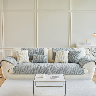 57 of 65:Luxury Plush Non-Slip Sofa Covers, Soft Fuzzy Embossed Sofa Topper & Seat Covers 