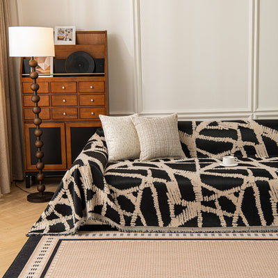 27 of 87:Modern Chenille Bold Abstract Pattern Sofa Cover, Artistic Decorative Furniture Cover 