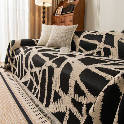 23 of 87:Modern Chenille Bold Abstract Pattern Sofa Cover, Artistic Decorative Furniture Cover 