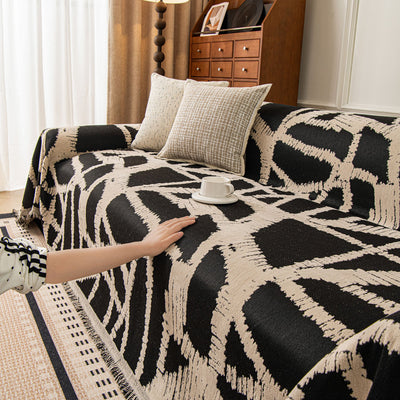 7 of 87:Modern Chenille Bold Abstract Pattern Sofa Cover, Artistic Decorative Furniture Cover 