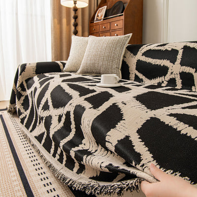 18 of 87:Modern Chenille Bold Abstract Pattern Sofa Cover, Artistic Decorative Furniture Cover 