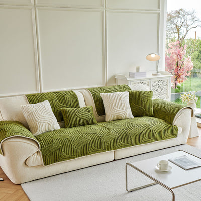 25 of 65:Luxury Plush Non-Slip Sofa Covers, Soft Fuzzy Embossed Sofa Topper & Seat Covers 