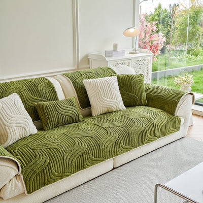 4 of 65:Luxury Plush Non-Slip Sofa Covers, Soft Fuzzy Embossed Sofa Topper & Seat Covers 