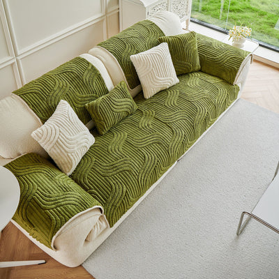 5 of 65:Luxury Plush Non-Slip Sofa Covers, Soft Fuzzy Embossed Sofa Topper & Seat Covers 