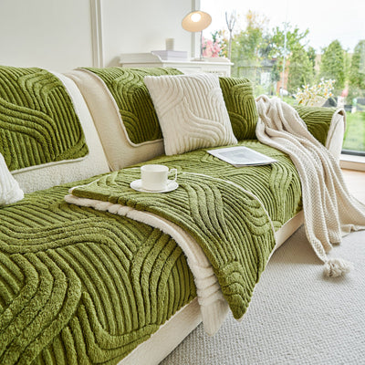 21 of 65:Luxury Plush Non-Slip Sofa Covers, Soft Fuzzy Embossed Sofa Topper & Seat Covers 
