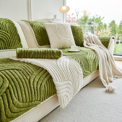 7 of 65:Luxury Plush Non-Slip Sofa Covers, Soft Fuzzy Embossed Sofa Topper & Seat Covers 