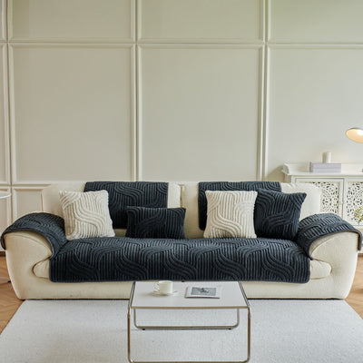58 of 65:Luxury Plush Non-Slip Sofa Covers, Soft Fuzzy Embossed Sofa Topper & Seat Covers 