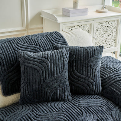 63 of 65:Luxury Plush Non-Slip Sofa Covers, Soft Fuzzy Embossed Sofa Topper & Seat Covers 