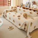 5 of 30:Cute Dog Pattern Chenille Sofa Throw Cover, Textured Woven Furniture Covers for Pets 