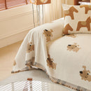 7 of 30:Cute Dog Pattern Chenille Sofa Throw Cover, Textured Woven Furniture Covers for Pets 