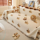 25 of 30:Cute Dog Pattern Chenille Sofa Throw Cover, Textured Woven Furniture Covers for Pets 