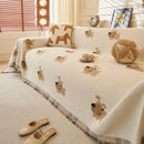 8 of 30:Cute Dog Pattern Chenille Sofa Throw Cover, Textured Woven Furniture Covers for Pets 