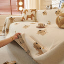9 of 30:Cute Dog Pattern Chenille Sofa Throw Cover, Textured Woven Furniture Covers for Pets 