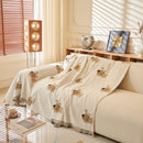 15 of 30:Cute Dog Pattern Chenille Sofa Throw Cover, Textured Woven Furniture Covers for Pets 