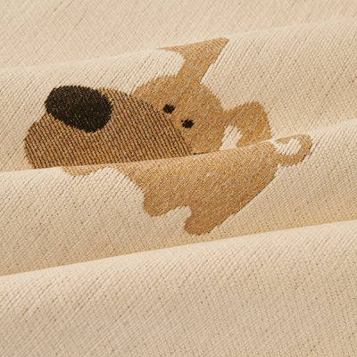 17 of 30:Cute Dog Pattern Chenille Sofa Throw Cover, Textured Woven Furniture Covers for Pets 