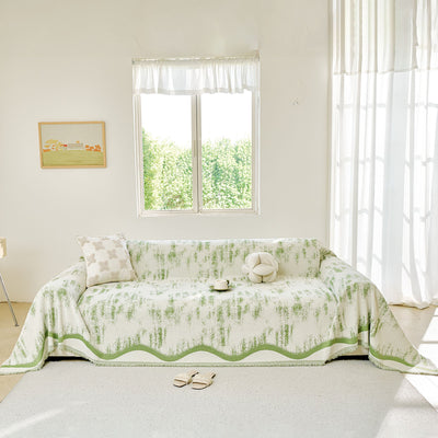 4 of 54:Oversized Abstract Brushstroke Sofa Throw Cover, Woven L Shaped Sectional Couch Cover 