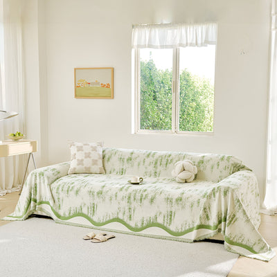 5 of 54:Oversized Abstract Brushstroke Sofa Throw Cover, Woven L Shaped Sectional Couch Cover 