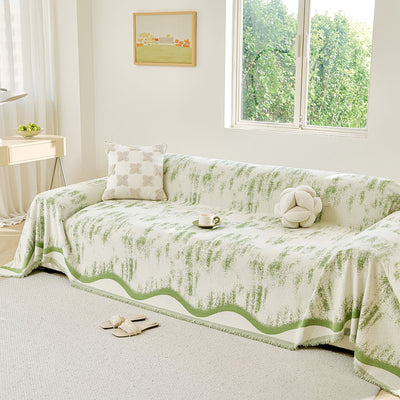 26 of 54:Oversized Abstract Brushstroke Sofa Throw Cover, Woven L Shaped Sectional Couch Cover 