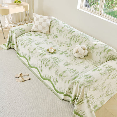 7 of 54:Oversized Abstract Brushstroke Sofa Throw Cover, Woven L Shaped Sectional Couch Cover 